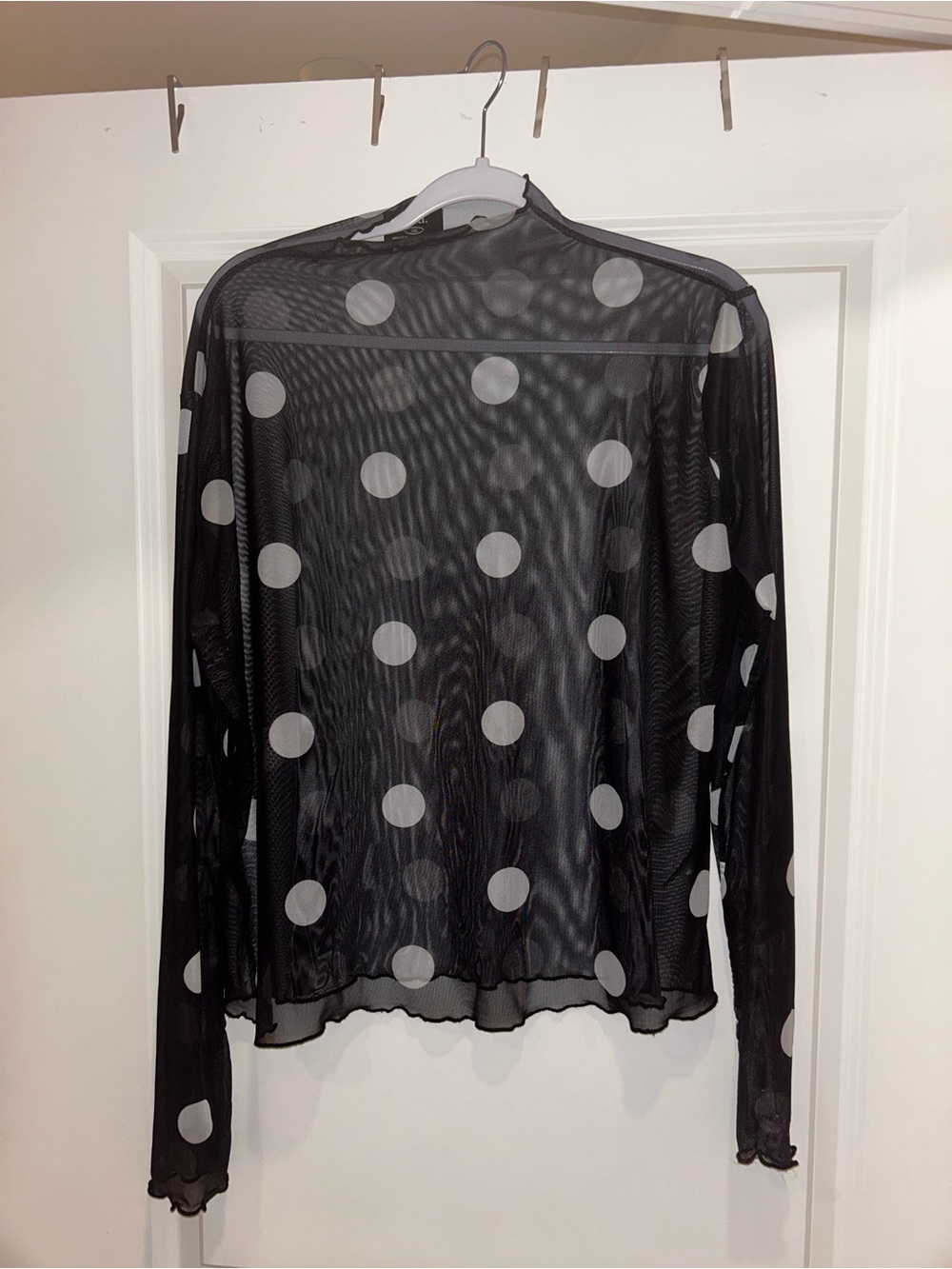 Dressed in LALA Sheer Black Polka Dot Long-Sleeve Top
